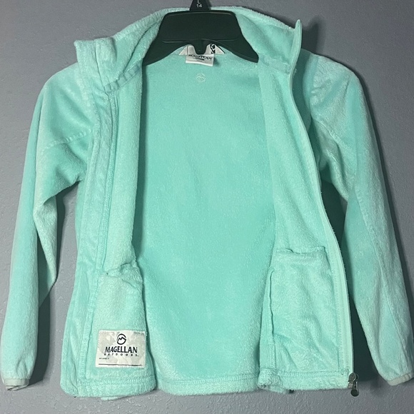 Magellan Outdoors Artic Fleece Full Zip Jacket Girls Size 7 Small Cozy Soft Blue - Picture 3 of 6